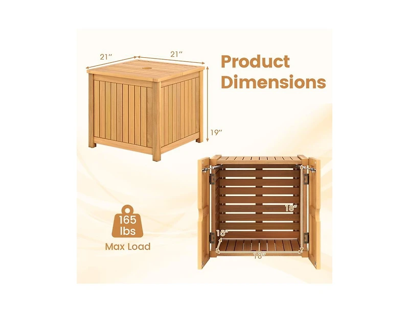 Slickblue Acacia Wood Outdoor Side Table with Storage, Slatted Design