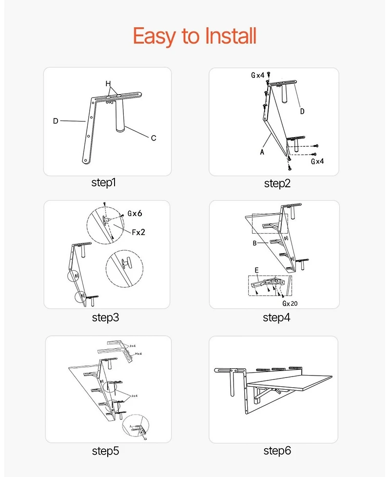 Gouun Folding Balcony Hanging Table for Railings Outdoor Patio Bar Table
