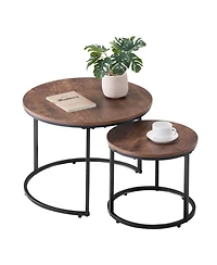 Gouun Round Nesting Coffee Table Set of 2 for Small Spaces