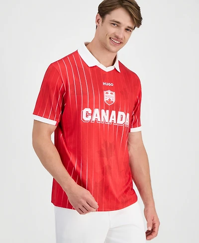 Hugo by Boss Men's Relaxed Fit Canada Football Polo Jersey
