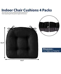 Gnuadz 4-pack Chair Cushions Dining Kitchen Indoor Ties Tufted Foam Non Slip