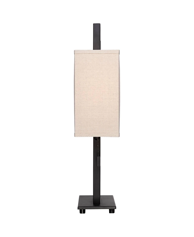 360 Lighting Modern Accent Table Lamps " High Set of 2 Bronze Metal Open Rectangular Oatmeal Box Shade for Living Room Family