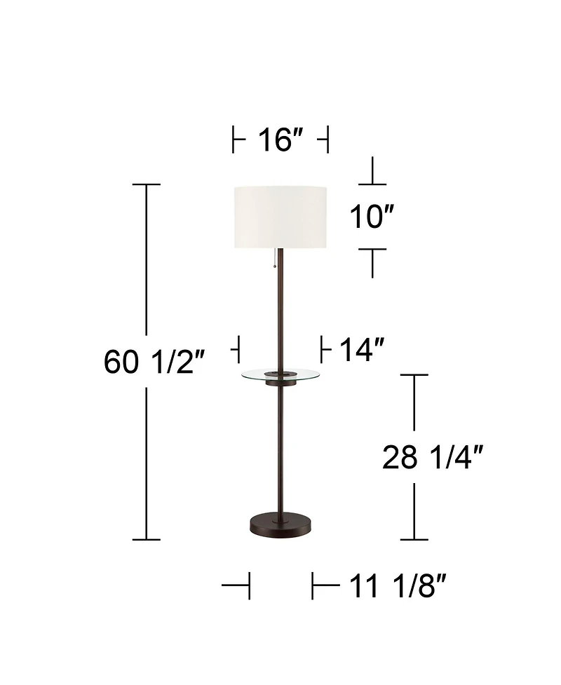 360 Lighting Caper Modern Floor Lamps with Tray Table 60 1/2" Tall Set of 2 Bronze Usb and Outlet Drum Shade for Living Room Bedroom
