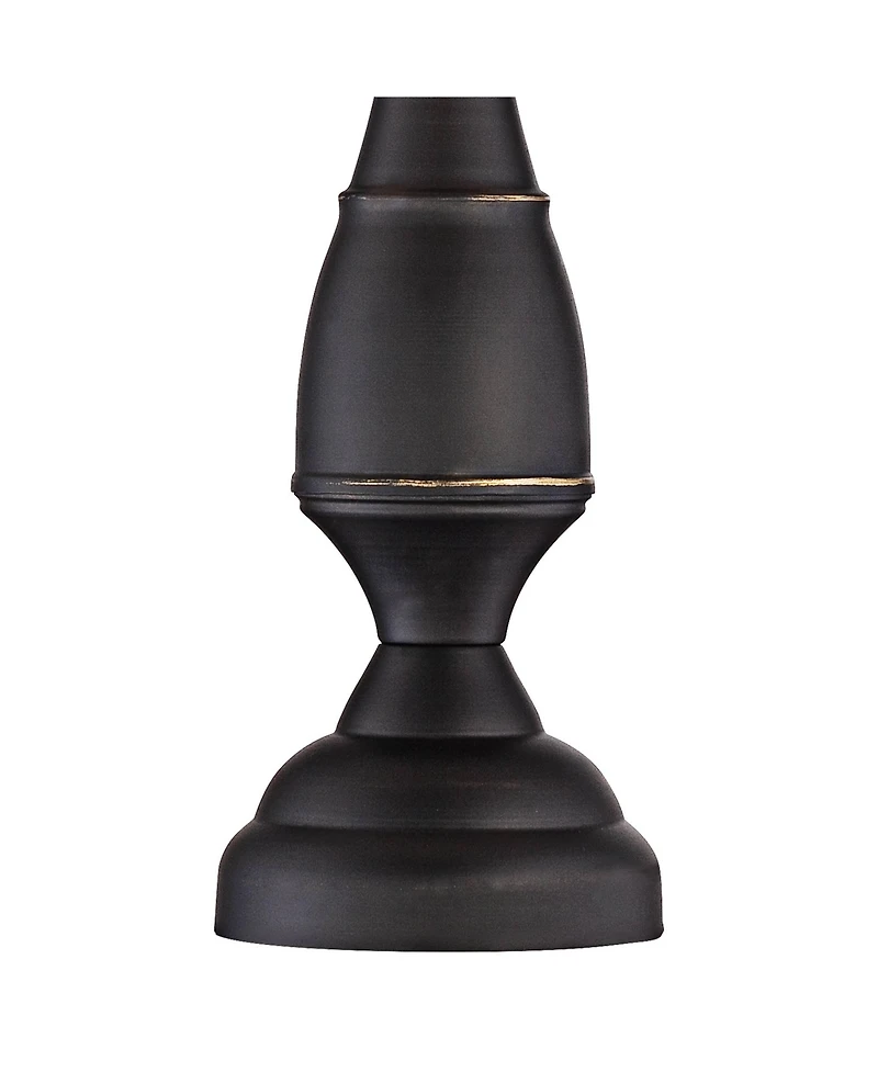 Regency Hill Ben Rustic Farmhouse Table Lamps 25" High Set of 2 Dark Bronze Faux Silk Drum Shade for Bedroom Living Room Bedside Office