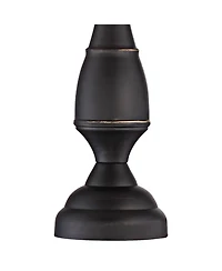 Regency Hill Ben Rustic Farmhouse Table Lamps 25" High Set of 2 Dark Bronze Faux Silk Drum Shade for Bedroom Living Room Bedside Office