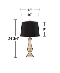 Regency Hill Becky Traditional Table Lamps 24 3/4" High Set of 2 Antique Brass Faux Silk Drum Shade for Bedroom Living Room Bedside Nightstand