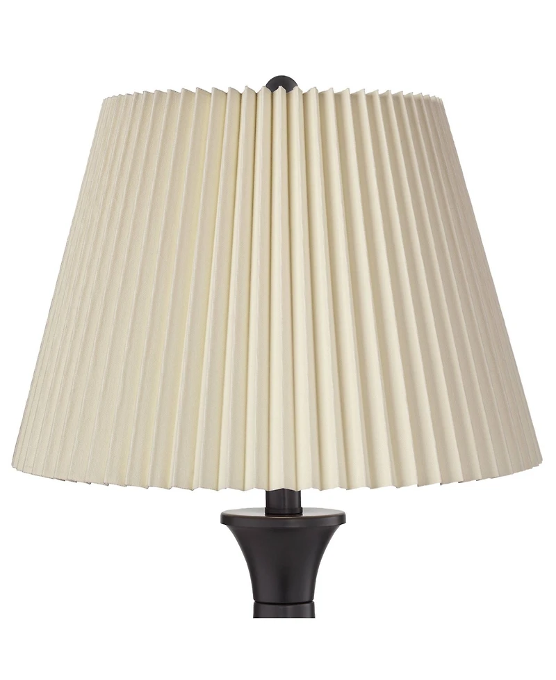 Regency Hill Blakely Modern Table Lamps 25" High Set of 2 with Usb Charging Ports Touch On Off Linen Shade for Bedroom Living Room Desk