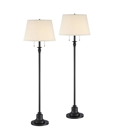 360 Lighting Spenser Traditional 58" Tall Standing Floor Lamps Set of 2 Lights Pull Chain Oiled Bronze Finish Bedroom