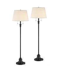 360 Lighting Spenser Traditional 58" Tall Standing Floor Lamps Set of 2 Lights Pull Chain Oiled Bronze Finish Bedroom