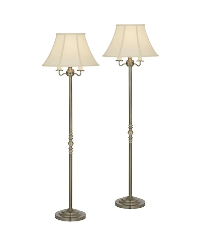 Regency Hill Montebello Traditional 59" Tall Standing Floor Lamps Set of 2 Lights 4-Light Antique Brass Finish