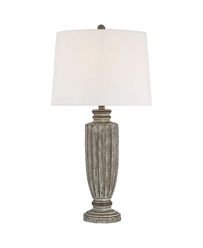 360 Lighting Lockland 31" Tall Column Large Traditional End 3-Way Table Lamp Antique Finish Single Shade Living Room Bedroom