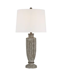 360 Lighting Lockland 31" Tall Column Large Traditional End 3-Way Table Lamp Antique Finish Single Shade Living Room Bedroom