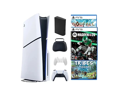 Sony Playstation 5 Slim Disc Bundle With Madden 26 Game and 2 Bonus Games and Accessories