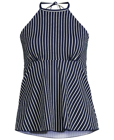 Lands' End Plus Flutter High Neck Halter Tankini Top