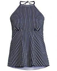 Lands' End Plus Flutter High Neck Halter Tankini Top