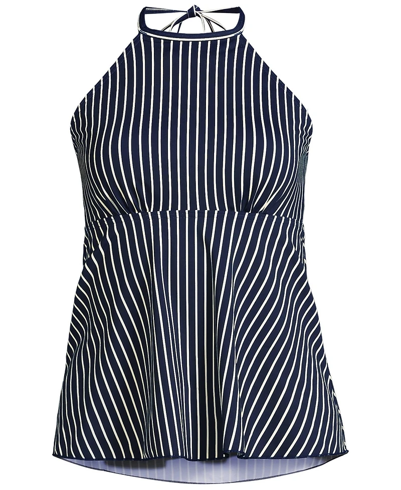 Lands' End Plus Flutter High Neck Halter Tankini Top