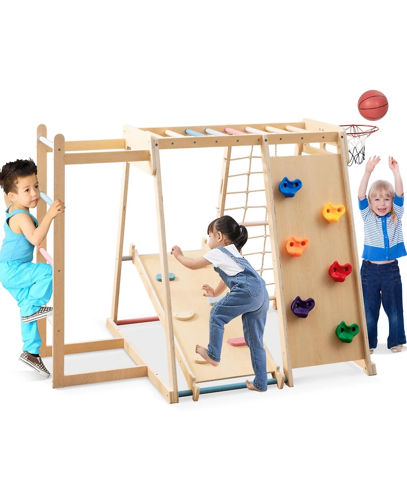 Slickblue Indoor Kids Jungle Gym 6 1 Playground Climbing Set