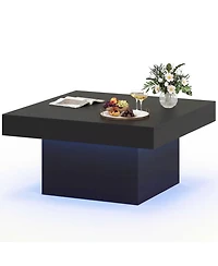 Sugift Coffee Table Accent Table with Led Lights and Dynamic Modes