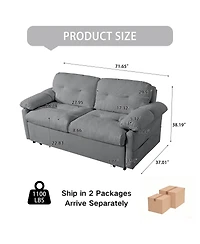 Streamdale Furniture Convertible Pull-Out Queen Sleeper Sofa with Storage & Casters
