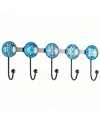 Yigii Boho Multi-Color Mandala Wall Rack - 5 Hooks for Coats, Hats, Bags