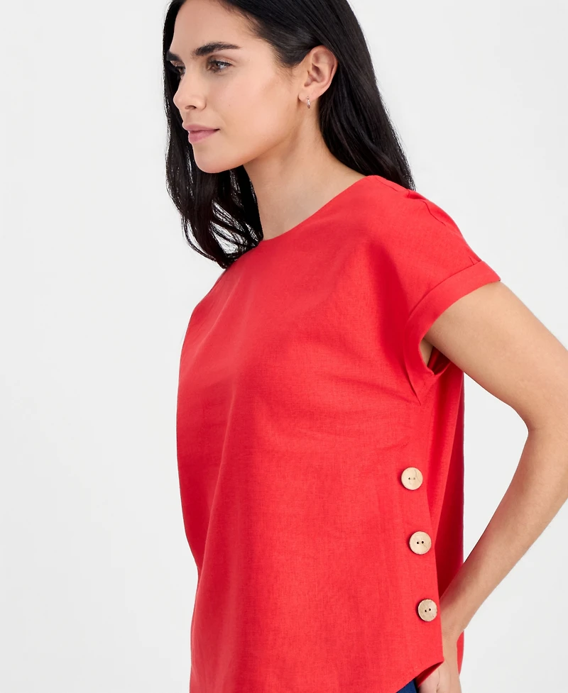 Jones New York Petite Boat-Neck Short-Sleeve Blouse