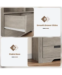 gaomon 72" Tall Farmhouse 6-Tier Double Wide Bookshelf with 4 Drawers and Storage