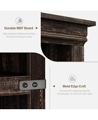 gaomon 68.7" 5-Tier Farmhouse Wooden Bookcase with Cabinet Doors, Retro Bookshelf for Home and Bedroom