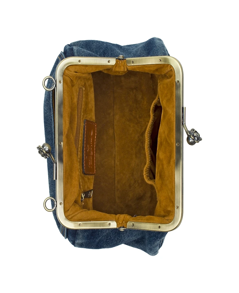 Patricia Nash Tabby Washed Woven Denim Frame Crossbody Bag