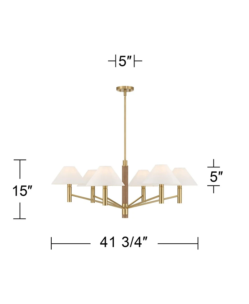 Possini Euro Design Possini Euro Conrad 41 3/4" Wide Warm Gold and Wood 6-Light Chandelier