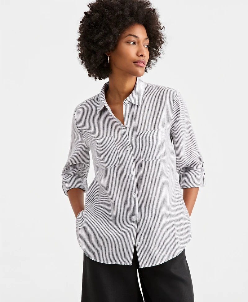 Charter Club Women's 100% Linen Shirt, Created for Macy's