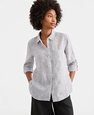 Charter Club Women's 100% Linen Shirt, Created for Macy's