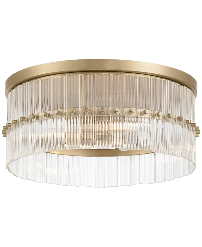 Possini Euro Design Possini Euro Emerson 15" Wide Matte Brass Glass 3-Light Ceiling Light