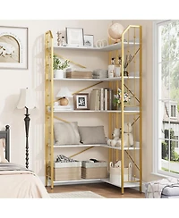 gaomon 72" Tall 5-Tier Industrial L-Shaped Corner Bookshelf