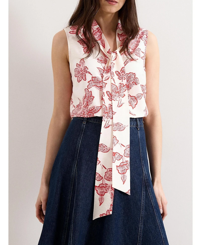 Phase Eight Women's Junie Tie Neck Sleeveless Blouse