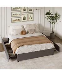 gaomon Full Bed Frame with 4 Storage Drawers, Platform Design with Wood Slats Support