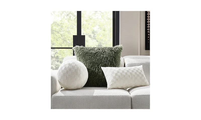 Z Gallerie Checker Velvet Ball Pillow