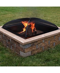 Outdoor Heavy-Duty Steel Mesh Square Easy-Opening Camp Fire Pit Spark Screen Lid
