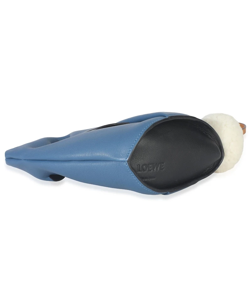 Pre-Owned Loewe Blue Calfskin Shearling Mini Bunny Crossbody