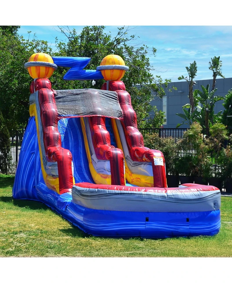 JumpOrange Astronaut Commercial Inflatable Grade Water Slide with Attached Splash Pool for Kids and Adults (with Blower), Outdoor Indoor, Wet Dry Use,