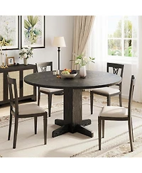gaomon Round Dining Room Table for 4-6, 47" Wood Kitchen Table with Sturdy Pedestal Base, Farmhouse Circle Dinner Tables for Living Room, Apartment