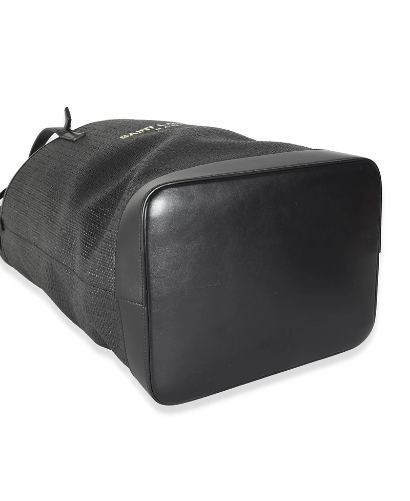 Pre-Owned Saint Laurent Black Linen Canvas Teddy Shopping Bag