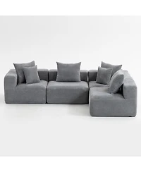 Streamdale Furniture Streamdale Modular L-Shaped Chenille Deep-Seat Couch with Pillows - Grey