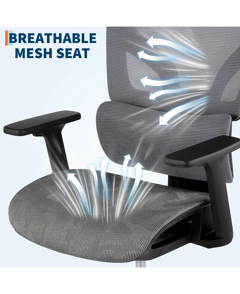 gaomon 1-Piece Mesh Ergonomic High-Back Office Chair with 3D Adjustable Armrests and Smooth-Rolling Wheels