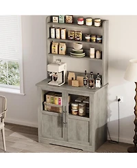 gaomon 6-Tier Farmhouse Baker s Rack with Power Outlet Kitchen Pantry Hutch