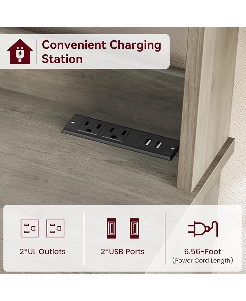 gaomon 6-Tier Farmhouse Baker s Rack with Power Outlet Kitchen Pantry Hutch