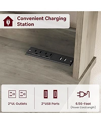 gaomon 6-Tier Farmhouse Baker s Rack with Power Outlet Kitchen Pantry Hutch