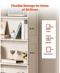Gouun 68 in 5 Tier Wide Bookshelf with Open Display Shelves