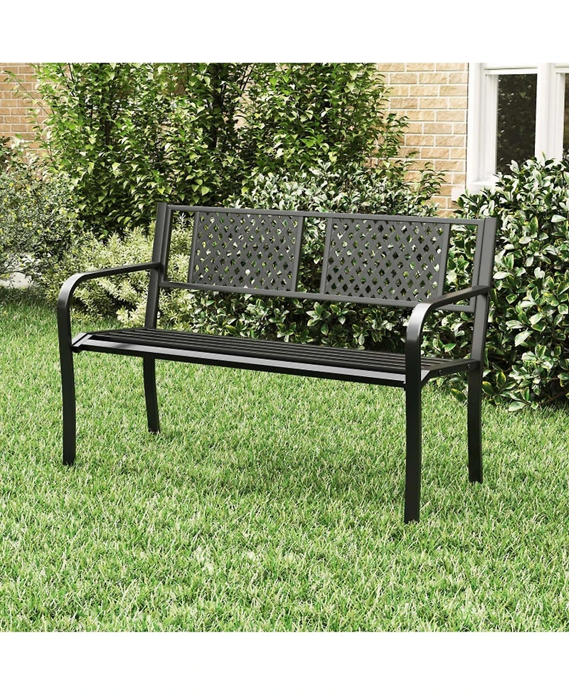 Gouun 50 in Metal Loveseat Bench for 2-3 People with Curved Backrest