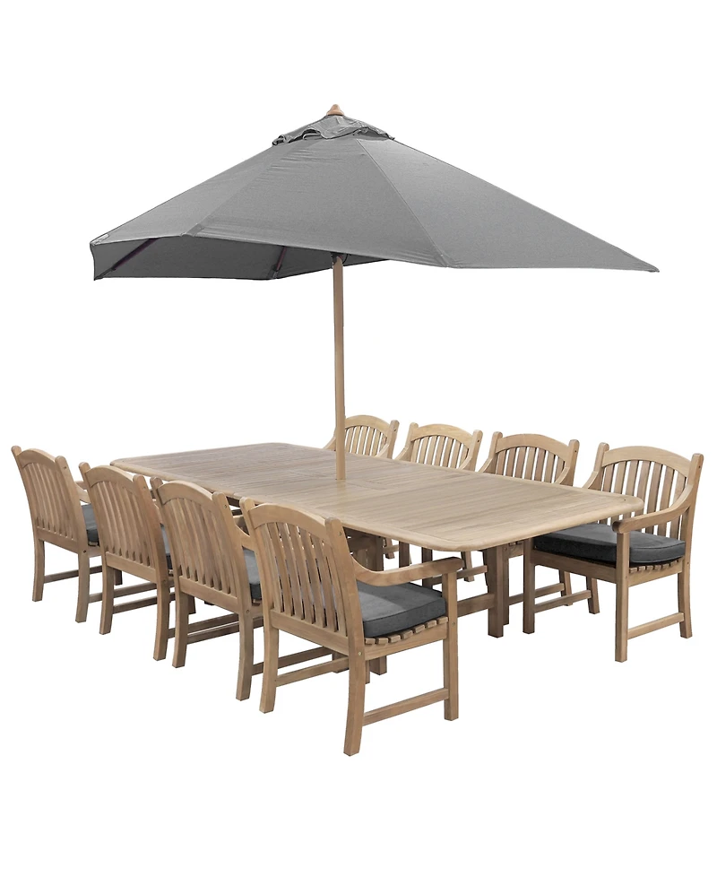 Bristol 9-Pc. Teak Wood Rectangle Extension Dining Set (Dining Table and Chairs, Created for Macy's