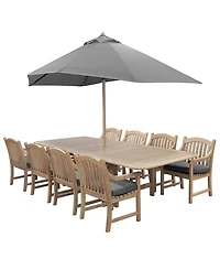 Bristol 9-Pc. Teak Wood Rectangle Extension Dining Set (Dining Table and Chairs, Created for Macy's